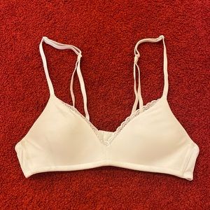 Aerie White Lace Trim Bralette 32A